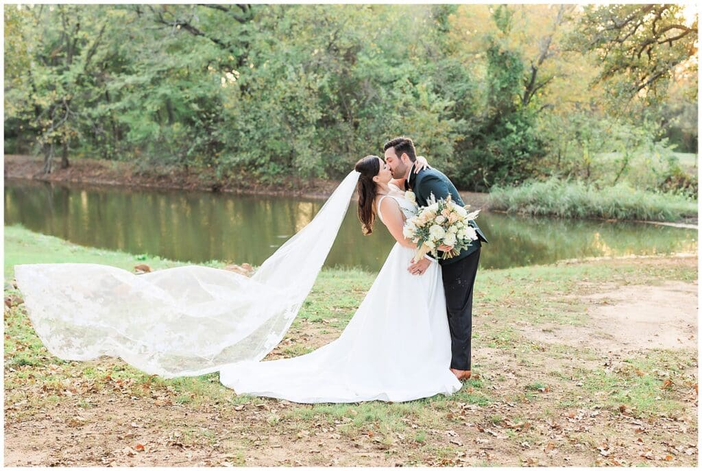 Bride and groom at Oak and Ivy Wedding Venue in Aubrey TX