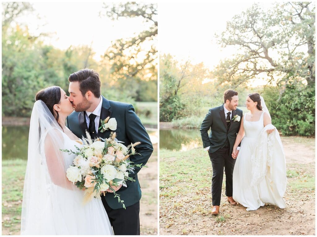 Bride and groom at Oak and Ivy Wedding Venue in Aubrey TX